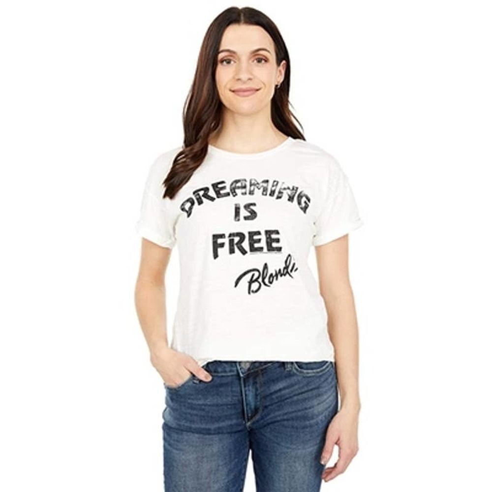 Retro Brand dreaming is free Blondie white black crop top tshirt Womens XS